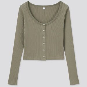 Cotton Ribbed Cropped Cardigan